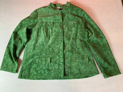 Mujer Breckenridge XL Verde Estampado de Hojas Camisa Chaqueta Manga Larga Con Botones Foto 1 de 4
