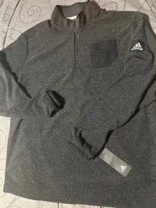 ADIDAS 1/2 ZIP. SCHWARZER MELIERTER PULLOVER GRÖSSE XL HERREN NEU MIT ETIKETT $ 70,00 - Bild 1 von 4