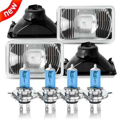 Faros de luz alta baja 4 piezas DOT 4X6" para Cadillac Fleetwood DeVille 1975-1986 Foto 1 de 4