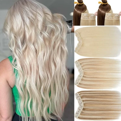 Clip de una pieza en forma de V en extensiones de cabello humano Remy ruso cabeza completa grueso Foto 1 de 4