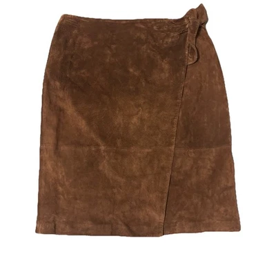 Falda De Gamuza De Colección 14 Cuero Marrón Años 90 Y2K Lorelai Gilmore Niñas Otoño Western Boho Foto 1 de 4