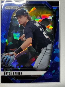 2025 Panini Prizm Bryce Rainer Blue Cracked Ice Rookie RC #223 Detroit - Bild 1 von 2