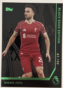 Diogo Jota 2025-26 Topps  EPL RARE BLACK EDGE EDITION  /99 GREEN - Picture 1 of 11