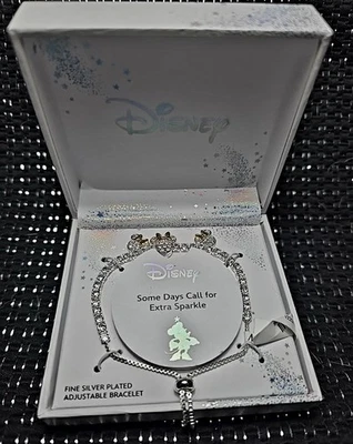 Disney Silver Plated Minnie Mouse Adjustable Slide Bracelet And Earrings NIB - Изображение 1 из 4