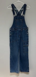 AMERICAN EAGLE Denim Overall Jumper Dress Maxi Blue Jean Cargo Pockets XS - Picture 1 of 9