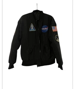 NASA Apollo 11 Space Bomber Jacket Spirit Halloween Adult Mens sz Large L Black - Picture 1 of 6