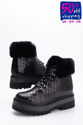 PVP €340 ROBERTO SERPENTINI Botines Cuero US8 UK5 EU38 Patrón Cocodrilo Foto 1 de 4