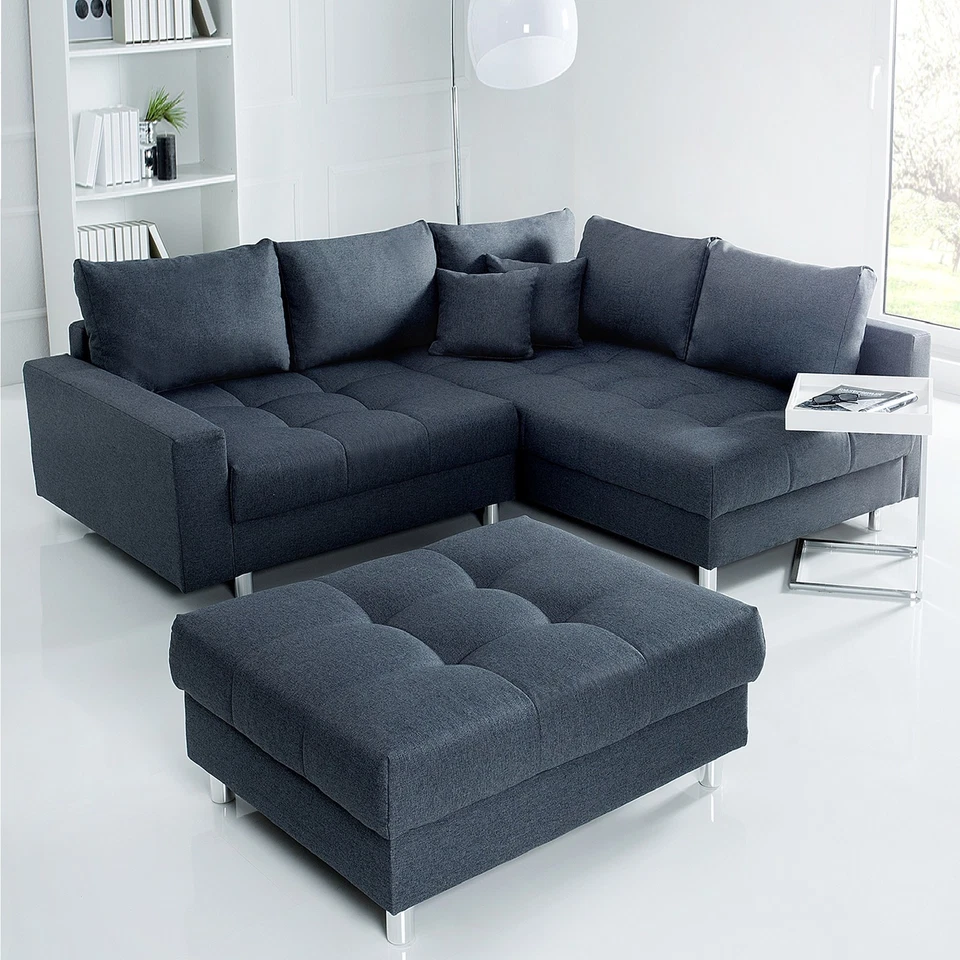 Wohnlandschaft KENT 220cm inkl. Hocker Ecksofa L-Sofa Couch Federkern Eckcouch - Bild 1 von 4