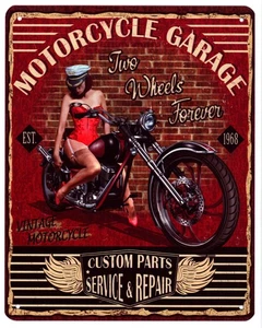 Cartel de chapa Motorcycle Garage Two Wheels Forever Deco cartel inscripción 20 x 25 - Imagen 1 de 1