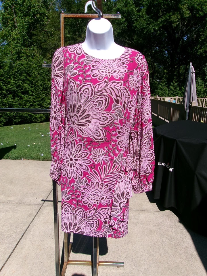 NWT LOFT PINK FLORAL LONG SLEEVE DRESS 14 - Image 1 of 1