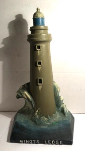 Vtg. 1986 Minots Ledge, MA Lighthouse Iron Doorstop Boston Harbor - Picture 1 of 6