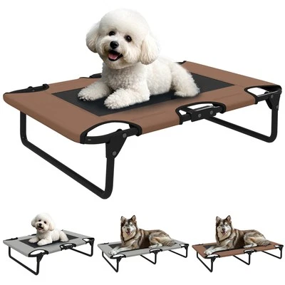 PAWHUT Erhöhtes Hundebett klappbar Haustierbett, Outdoor Hundeliege mit Netzdesign