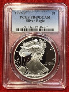 1997-P $1 American Silver Eagle PCGS PR69DCAM - Picture 1 of 2