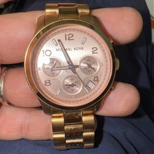 Reloj Pulsera Michael Kors MK5128 Pasarela Cronógrafo Tono Dorado Damas Reloj Rosa - Imagen 1 de 6