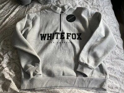 ❤️White Fox High Standard zip front sweatshirt in grey marle size XS/S ~BNWT.  - Image 1 of 4