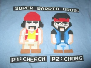 P1: CHEECH & P2: CHONG Super Barrio Bros. (MED) T-Shirt UP IN SMOKE - Picture 1 of 2
