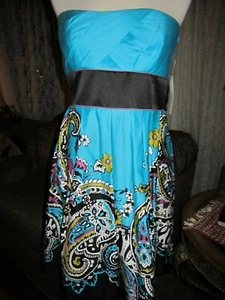 Teeze Me Strapless Dress Turquoise Blue Party Sun Dress Women Juniors 9 NWT - Picture 1 of 8