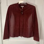 Isaac Mizrahi Live Burgundy Suede Leather Jacket Size 12 Women's