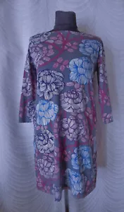 🔻Marimekko Blue Floral Cotton Jersey Mini Tunic Dress Size S - Picture 1 of 9