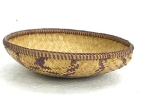 OLD VINTAGE TRIBAL RARE HANDMADE BAMBOO WOOD FRUIT / VEGETABLE BASKET / BOWL - Picture 1 of 11