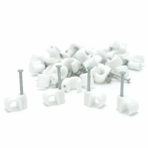 Paquete de 50 clips/clips de cable redondo blanco 7 mm para satélite y televisión coaxial aéreo paquete de 50 - Imagen 1 de 5