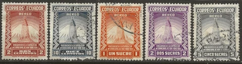 Ecuador 1939. Airmail - New York World's Fair series.  Partial Set Cover