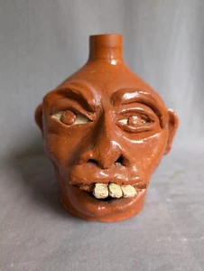 Redware Studio Art Pottery Ugly Face Jug signed NLB 6.5" - Picture 1 of 11
