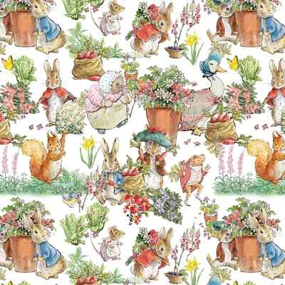 White Peter, Flopsy & Benjamin Fabric 44" Wide BTY Digital Printing - Image 1 of 2
