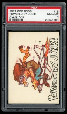1971 Donruss Odd Rods Sticker #16 Powered By Junk All Stars Series PSA 8 - Image 1 of 3