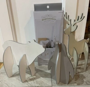 Wondershop Christmas Wood Character Set - 3 Count Penguin,Deer,Bear NEW - Picture 1 of 5
