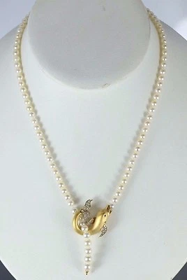 Collar de delfín rubí diamante perla Akoya oro amarillo 18K Carrera y Carrera $8K Foto 1 de 4