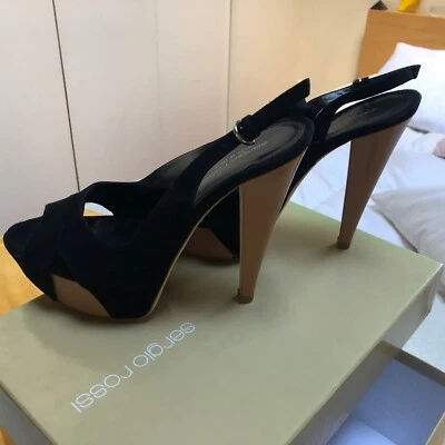 $650 Zapatos Sergio Rossi Gamuza Negros Talla: 38.5 Foto 1 de 4