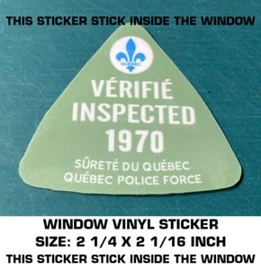 CAR INSPECTION 1970 WINDOW STICKER DECAL- INSPECTION SURETE DU QUEBEC - VEHICULE - Picture 1 of 4