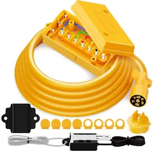 MICTUNING Heavy Duty 7 Way Plug Inline Trailer Cord with 7 Gang Junction Box - Foto 1 di 8