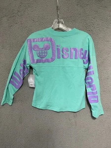 Walt Disney Kids World Spirit Jersey Teal Medium 7/8 Long sleeve Glitter NEW - Picture 1 of 5