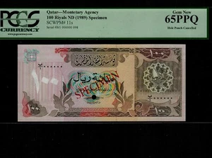 Qatar 100 Riyals 1989 P-11s * PCGS Gem Unc 65 PPQ * Specimen * - Picture 1 of 8