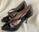 Ladies Top Shop Patent Leather Dark Navy Heeled Shoes Size 8 (EU41) BNIB