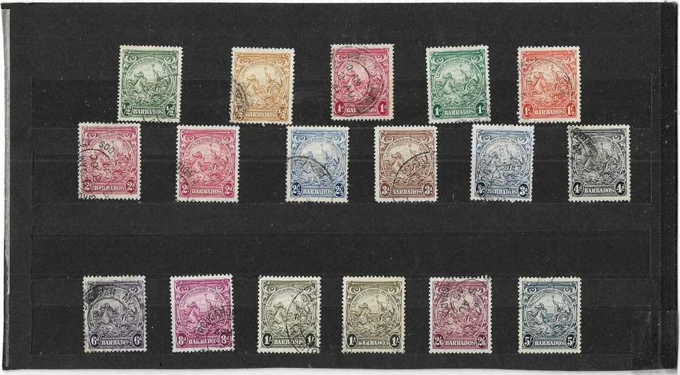 JUEGO INSIGNIA DE COLONIA BARBADOS 1938-47 REY GEORGE VI {17} SG.248-256A USADO FINO Foto 1 de 1