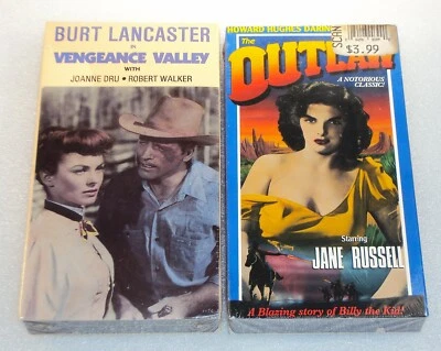 THE OUTLAW Jane Russell VENGEANCE VALLEY Burt Lancaster New VHS Vtg Video Tapes - Image 1 of 3
