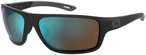 Under Armour Men's UA Battle Rectangular Sunglasses With Case - Black/Blue/Green - Picture 1 of 4
