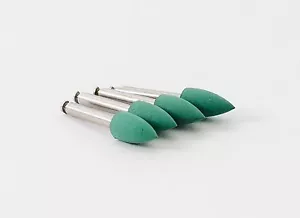 DENTAL LAB MOUNTED SILICONE POLISHING POINT MIDGETS REDUCTION 100/BOX GREEN RA - Picture 1 of 2