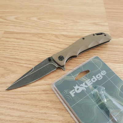 Fox Edge Frame Folding Knife 3.5" 8Cr13MoV Steel Blade G10 / Stainless Handle - Image 1 of 4