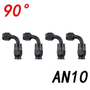 Kits de 4 adaptadores de montaje de extremo de manguera de línea de combustible de aceite extremo de aluminio AN10 de 90 ° grados - Imagen 1 de 14