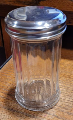 Paneled Glass Sugar Pourer w/Stainless Steel Lid - Image 1 of 4