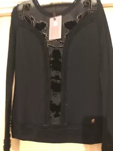 Stunning BNWT Roberto Cavalli Womens Black Wool Silk Blend Jumper Size Uk 12 - Picture 1 of 11