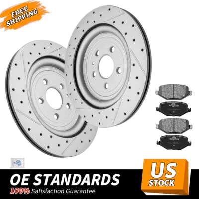 Rotores de freno traseros perforados y pastillas de cerámica para Ford Flex Explorer Lincoln MKS MKT Foto 1 de 4