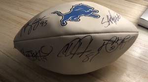 Detroit Lions Matt Stanfford Autographed football. THE DUKE Player Autographs
