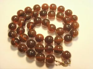 Vintage Lucite thermoset copal faux amber 16 mm beads necklace 30 inch 50523 - Picture 1 of 6