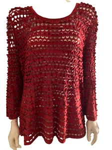 NEU Linea Domani Ganzjahres-Top durchsichtig ROT Wildlederimitat XL IDEAL FÜR VALENTINSTAG - Bild 1 von 8