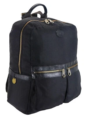 Mochila de couro de lona preta MULBERRY tamanho grande bolsa para laptop Inglaterra unissex - Imagem 1 de 4